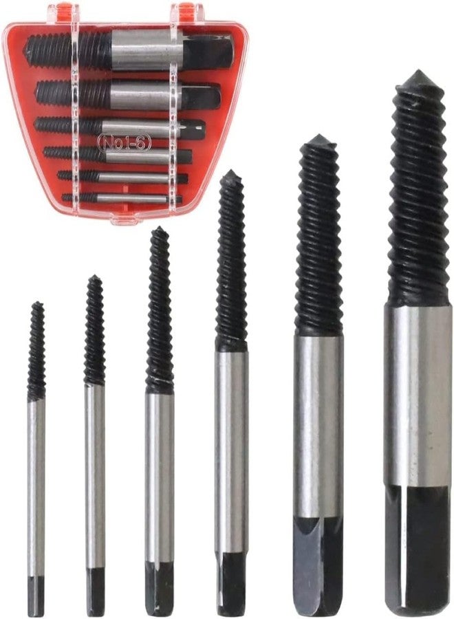 H9 6Pcs Screw Extractor Set for Broken Studs, Bolts, Screws & Pipes (3-22mm) | Reverse Drill Bit Remover Kit for Thread Repair - Chrome Vanadium Steel - Image 3